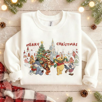 Winnie The Pooh Christmas Embroidered Sweatshirt - Monsterry