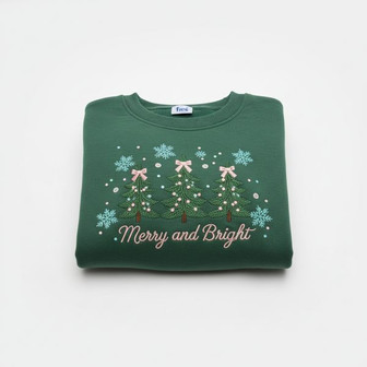 Bright Holiday Cheer - Festive Embroidered Sweatshirt Style - Thegiftio UK