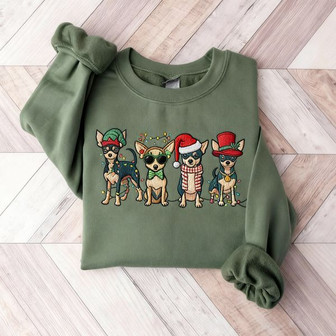 Chihuahua Christmas Embroidered Sweatshirt - Monsterry