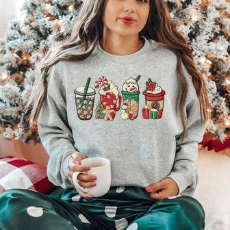 Christmas Coffee Embroidered Sweatshirt - Monsterry