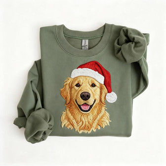 Christmas Golden Retriever Embroidered Sweatshirt - Monsterry