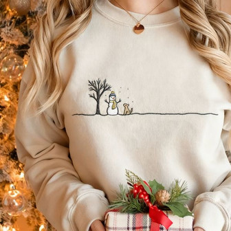 Christmas Snowman Embroidered Sweatshirt - Monsterry
