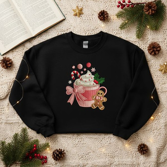 Coquette Holiday Vibe - Flirty Christmas Embroidered Sweatshirt - Thegiftio UK