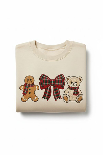 Cozy Christmas Bear Embroidered Sweatshirt - Festive Holiday Hugs - Thegiftio