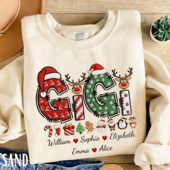 Custom Christmas Gigi Embroidered Sweatshirt - Monsterry