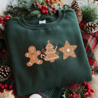 Cute, Cozy Gingerbread Embroidered Christmas Sweatshirt - Thegiftio UK