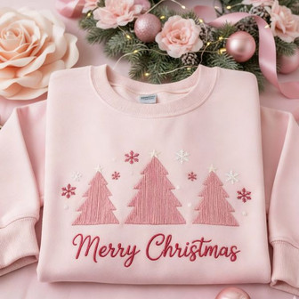 Embroidered Merry Christmas Embroidered Sweatshirt - Monsterry
