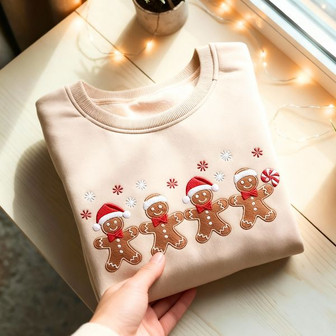 Family Memories - Gingerbread Christmas Embroidered Sweatshirt Joy - Thegiftio UK