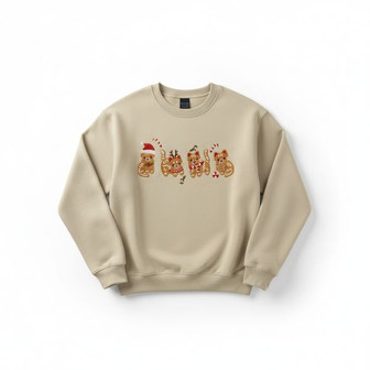 Feline Holiday Charm - Cozy Gingerbread Cat Embroidered Sweatshirt - Thegiftio UK