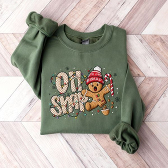 Funny Gingerbread "Oh Snap" Holiday Embroidered Sweatshirt Gift - Thegiftio UK