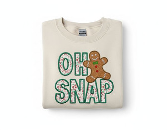 Funny "Oh Snap" Gingerbread Christmas Embroidered Sweatshirt Gift - Thegiftio UK