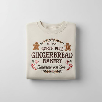 Gingerbread Bakery Comfort - Holiday Embroidered Sweatshirt Style - Thegiftio UK
