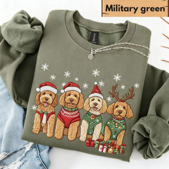 Golden Doodle Christmas Embroidered Sweatshirt - Monsterry