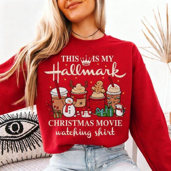 Hallmark Christmas Movie Watching Embroidered Sweatshirt - Monsterry