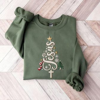 Jesus Christmas Embroidered Sweatshirt - Monsterry