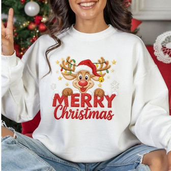 Merry Christmas Embroidered Sweatshirt - Monsterry