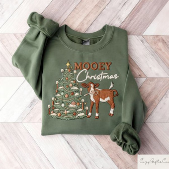 Mooey Christmas Embroidered Sweatshirt - Monsterry