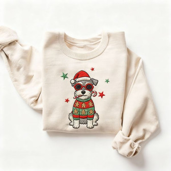 Schnauzer Christmas Embroidered Sweatshirt - Monsterry