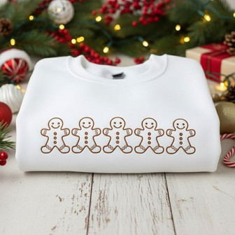 Sweet Holiday - Gingerbread Delight Embroidered Sweatshirt Cheer - Thegiftio UK