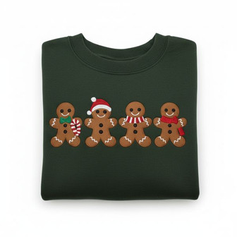 Sweet Holiday Warmth - Gingerbread Embroidered Sweatshirt Delight - Thegiftio UK