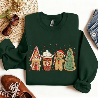 Sweet Sip - Festive Gingerbread Coffee Embroidered Sweatshirt Style - Thegiftio UK