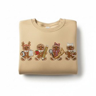 Teacher's Holiday Delight - Gingerbread Embroidered Sweatshirt Gift - Thegiftio