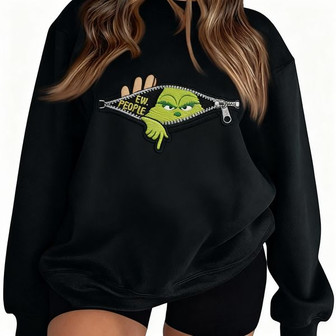 ZXCTKA Christmas Embroidered Sweatshirts For Women Cute Christmas Graphic Long Sleeve Shirt Xmas Holiday Party Pullover Sweater Tops Black Large At Amazon Women’s Clothing Store - Monsterry