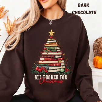 All Booked For Christmas Embroidered Sweatshirt - Monsterry