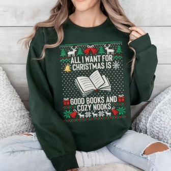 Bookish Christmas Cozy - Reader Gift Embroidered Sweatshirt Style - Thegiftio UK