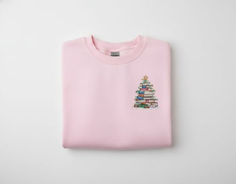 Bookish Holiday Cheer - Embroidered Sweatshirt for Cozy Reading - Thegiftio UK