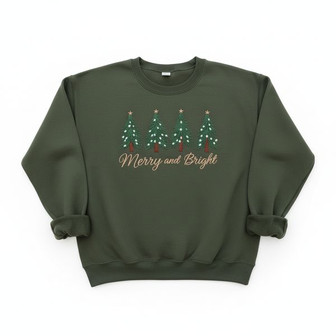 Bright Holiday Tree Cheer Embroidered Sweatshirt Gift - Thegiftio UK
