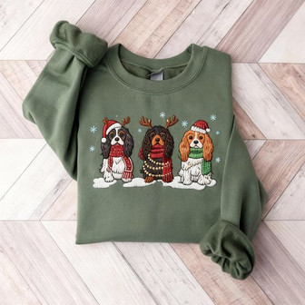 Cavalier King Charles Spaniel Christmas Embroidered Sweatshirt - Monsterry