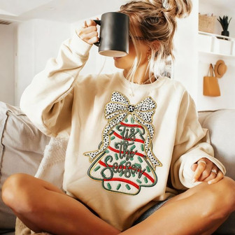 Charming Coquette Christmas Cake Embroidered Sweatshirt Delight - Thegiftio UK