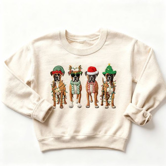 Christmas Boxer Embroidered Sweatshirt - Monsterry