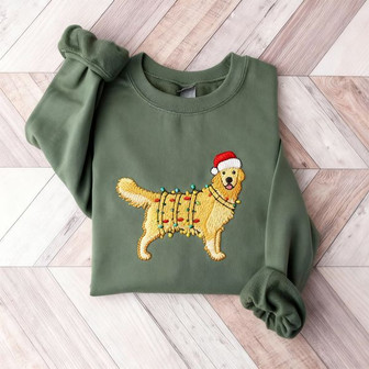 Christmas Dog Embroidered Sweatshirt - Monsterry