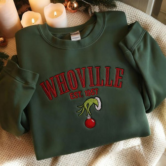 Christmas Embroidered Embroidered Sweatshirt - Monsterry