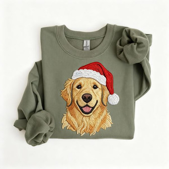 Christmas Golden Retriever Embroidered Sweatshirt - Monsterry