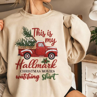 Christmas Movie Watching Embroidered Sweatshirt - Monsterry