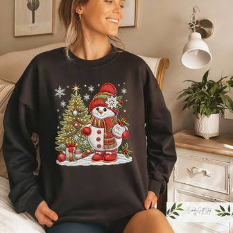 Christmas Snowman Embroidered Sweatshirt - Monsterry