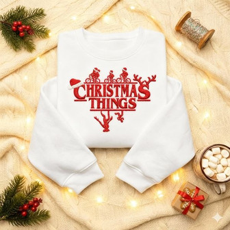 Christmas Things Embroidered Embroidered Sweatshirt - Monsterry