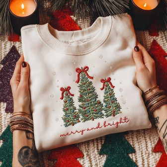 Christmas Tree Embroidered Sweatshirt - Monsterry
