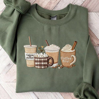 Cinnamon Coffee Embroidered Sweatshirt - Monsterry