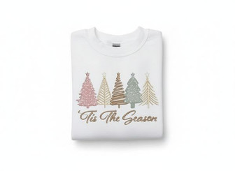 Cozy Holiday Stitch - Festive Pine Embroidered Sweatshirt Joy - Thegiftio UK