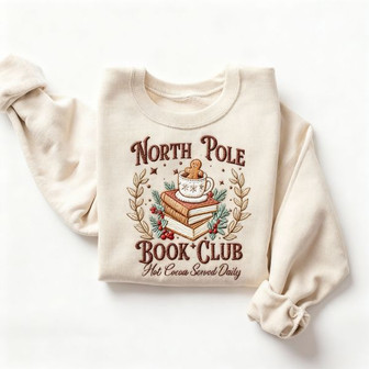 Cozy Reads - North Pole Book Club Embroidered Sweatshirt Gift - Thegiftio UK