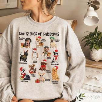 12 Dogs Of Christmas Embroidered Sweatshirt - Monsterry