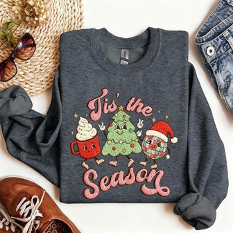 Embroidered Cheer - 'Tis The Season' Holiday Comfort Sweatshirt - Thegiftio UK