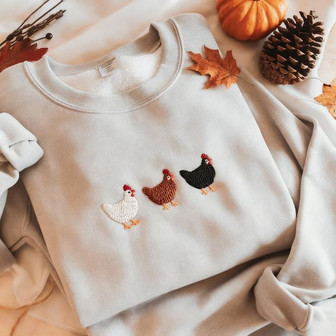 Embroidered Chicken Embroidered Sweatshirt - Monsterry