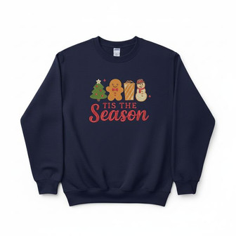 Embroidered Cute Gingerbread Cookies Embroidered Sweatshirt - Tis The Season Crewneck Sweater - Xmas Gift - Holiday Sweater - Cute Winter Hoodie - Thegiftio UK