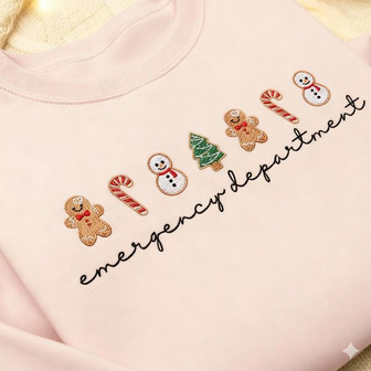 Embroidered ER Christmas Nurse Embroidered Sweatshirt - Monsterry