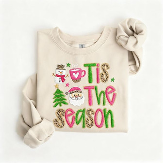 Embroidered Sweatshirt - 'Tis the Season Holiday Joy & Comfort - Thegiftio UK